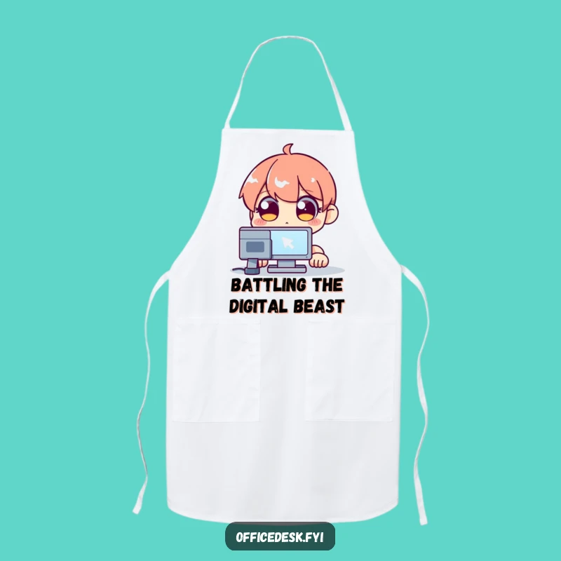 Funny Cursor Stare Apron - Hilarious Wide-Eyed Chef's Tech Gift