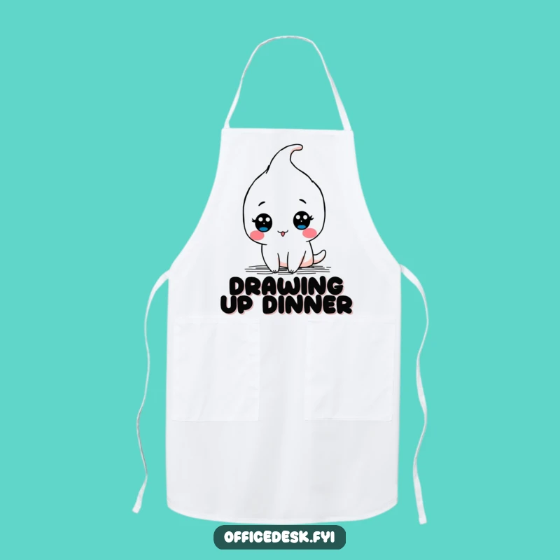 Funny Kawaii Pen Doodle Apron - Artistic Kitchenwear with a Humorous Twist