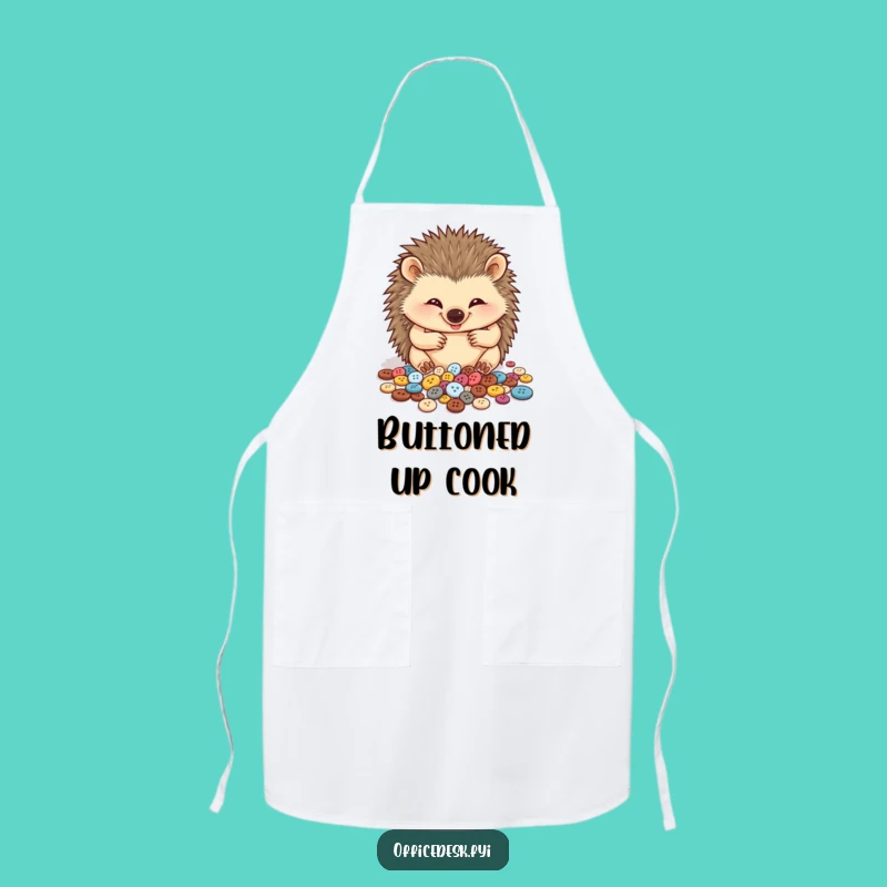 Funny Hedgehog Button Organizer Apron: Keep Clean with Charming, Quirky Style