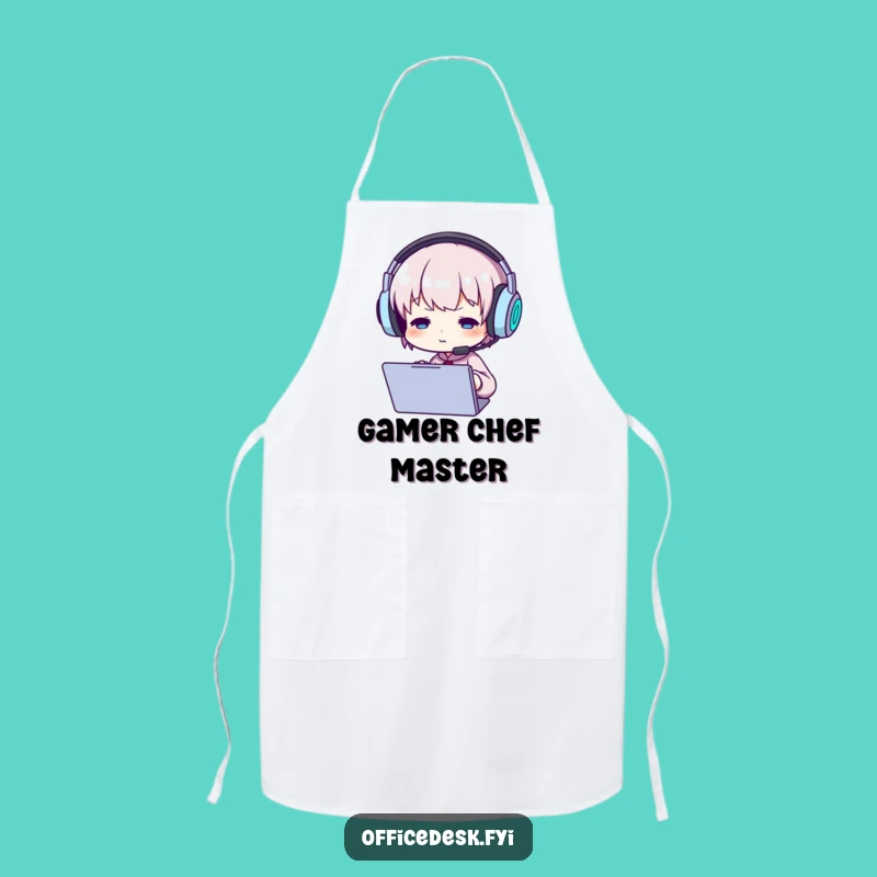 Funny Gamer Character Apron: Cook with focus, perfect kitchen tech gift.