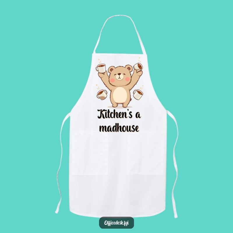 Funny Bear Coffee Juggling Apron: Hilarious Kitchen Fun for Coffee Lovers
