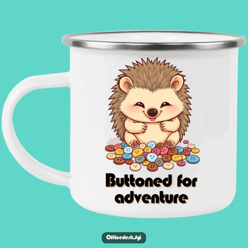 Funny Hedgehog Button Organizer Camping Mug: Durable and Cute for Outdoor Adventures