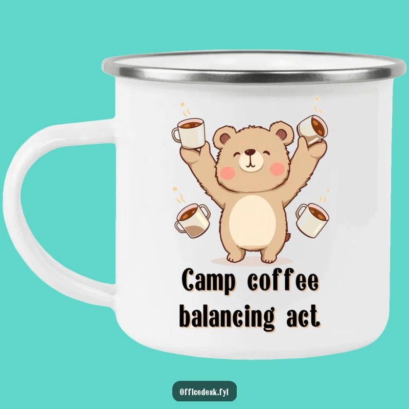 Funny Bear Coffee Juggling Camping Mug: Durable & Hilarious Outdoor Companion