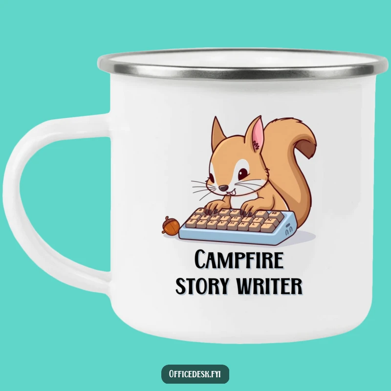 Funny Squirrel Typing Camping Mug: Determined Design, Hilarious Outdoor Companion