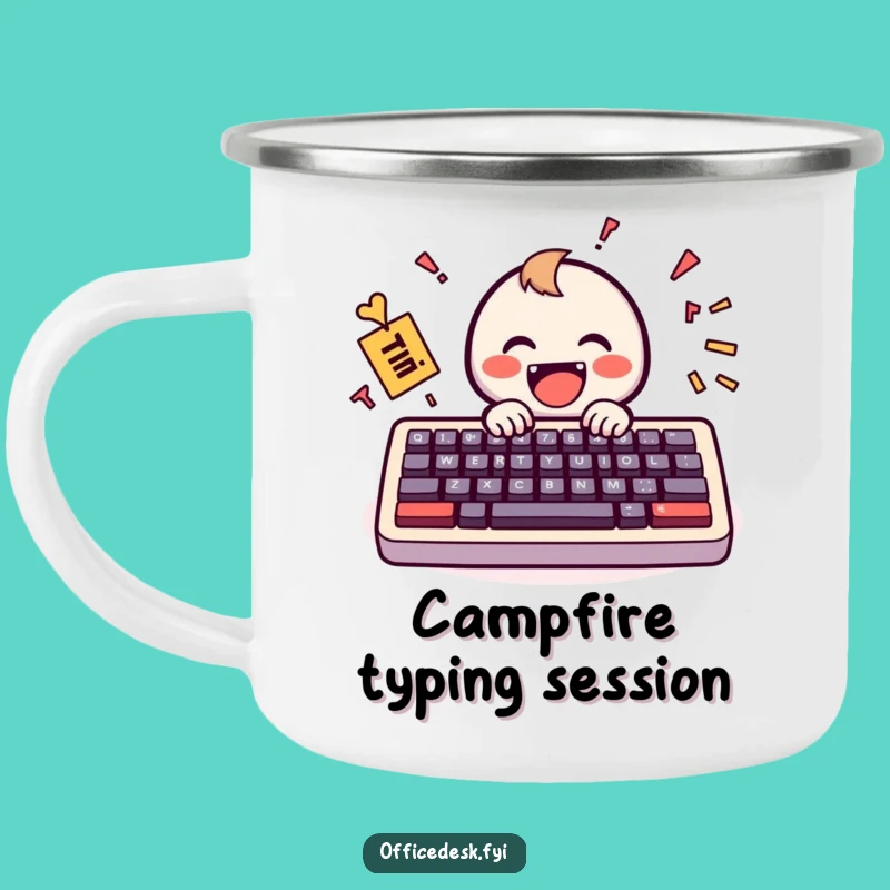 Funny Campfire Keyboard Mug: Durable Tech Cup, Outdoor Humor Gift
