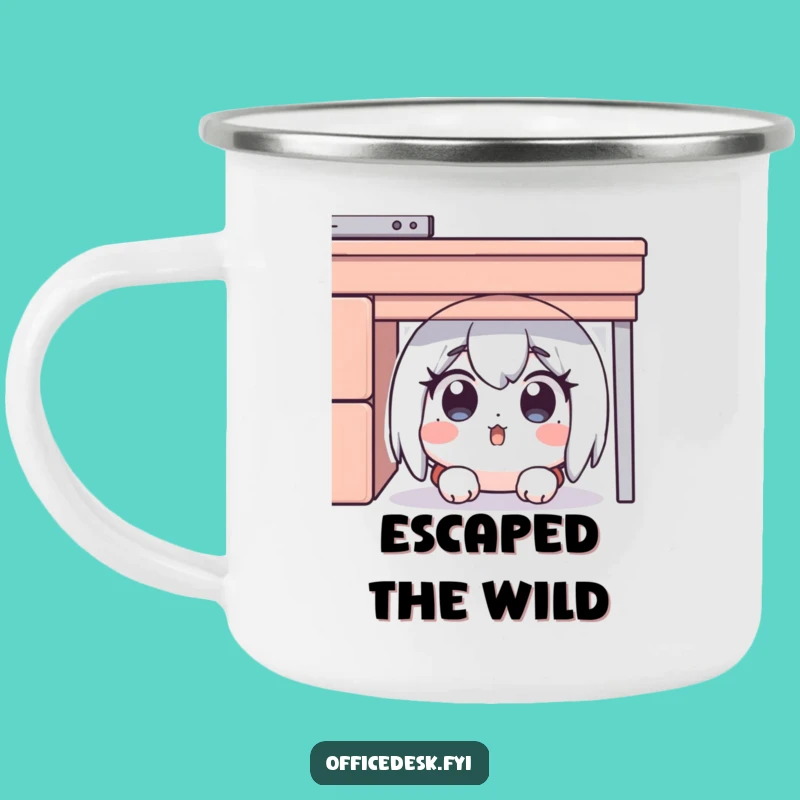 Funny Desk Hider Camping Mug: Surprised Character Hiding, Outdoor Funny Gift