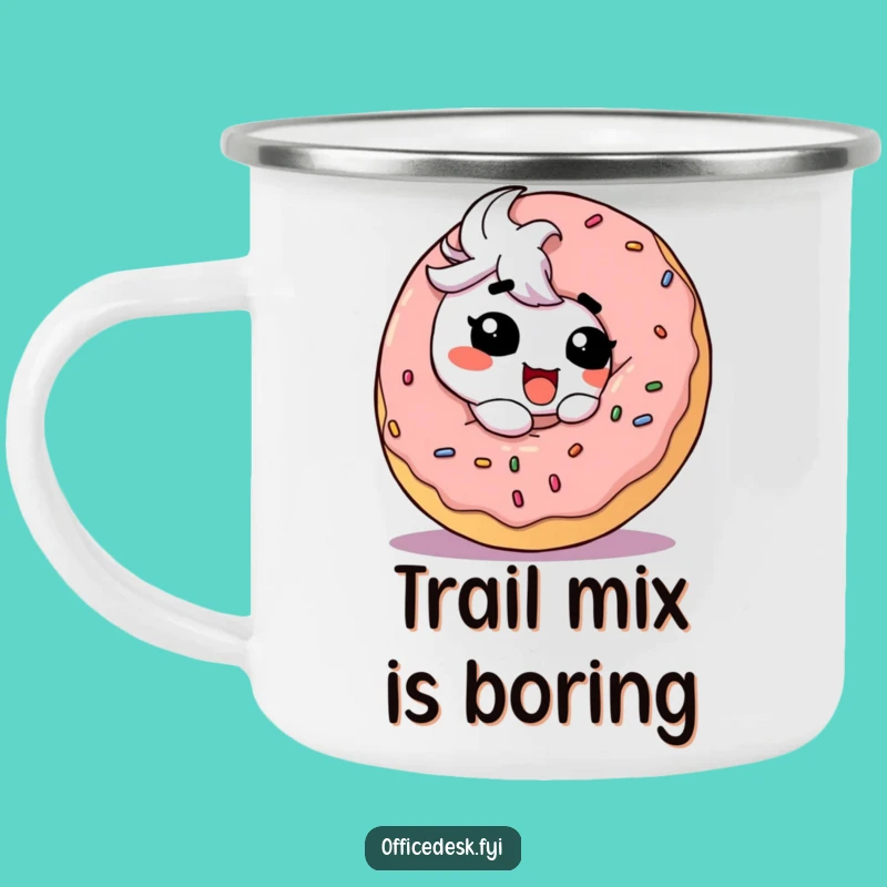 Funny Donut Adventure Mug: Goofy Character Enjoying Treat Outdoors, Fun Funny Gift