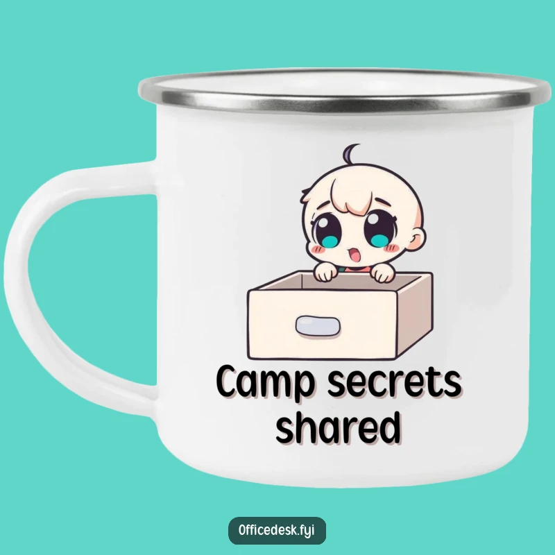 Funny Explorer's Secret Mug: Excited Character Finds Hidden Compartment, Rugged Funny Gift