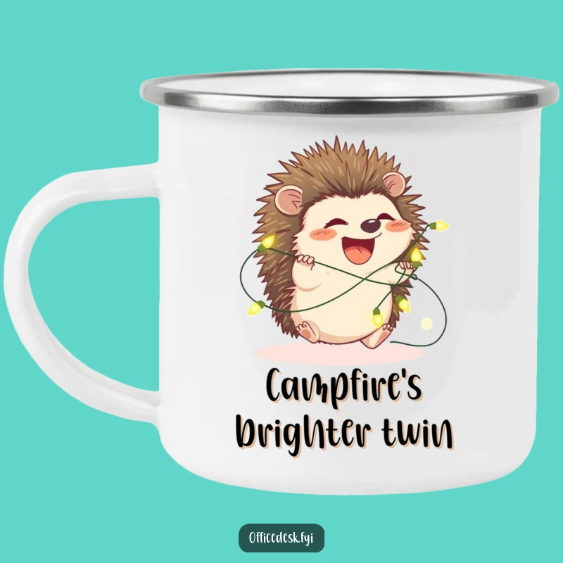 Funny Hedgehog Fairy Lights Camping Mug - Durable & Whimsical Outdoor Companion