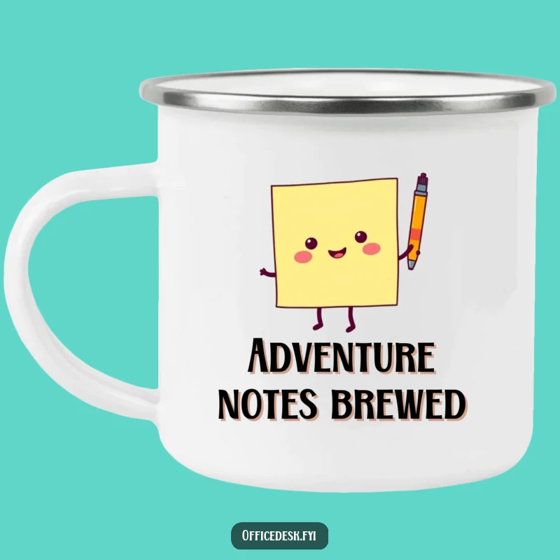 Funny Sticky Note Dancing Camping Mug: Cheerful Character Adventure Drinkware