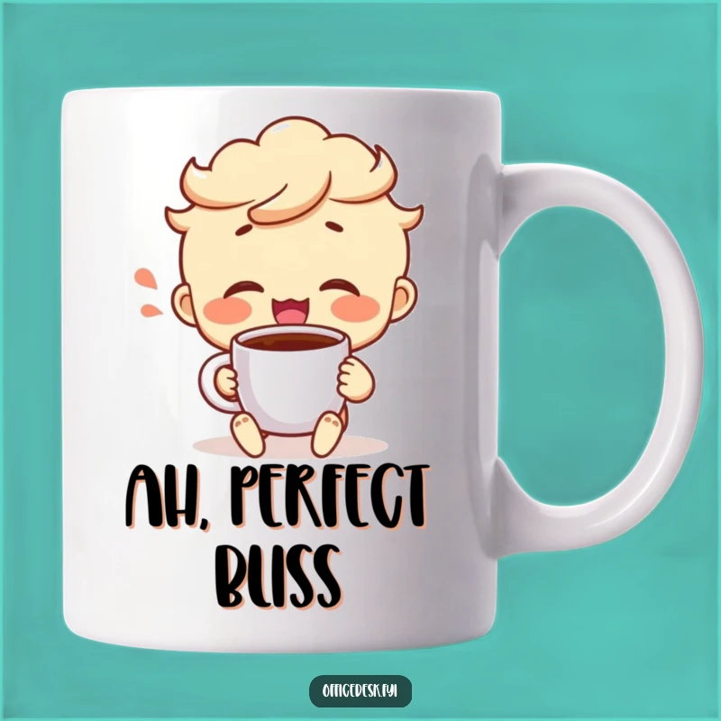 Funny Coffee Victory Mug - Cheerful Character's Sip, Perfect Gift