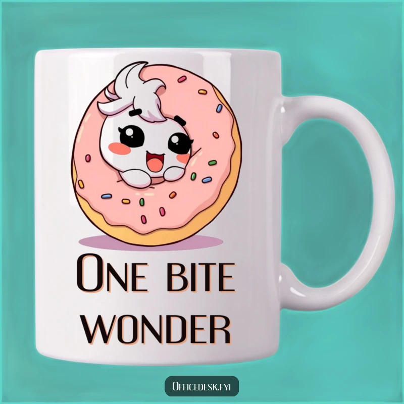 Funny Donut Lover Mug: Goofy Character Enjoying Huge Donut, Perfect Funny Gift