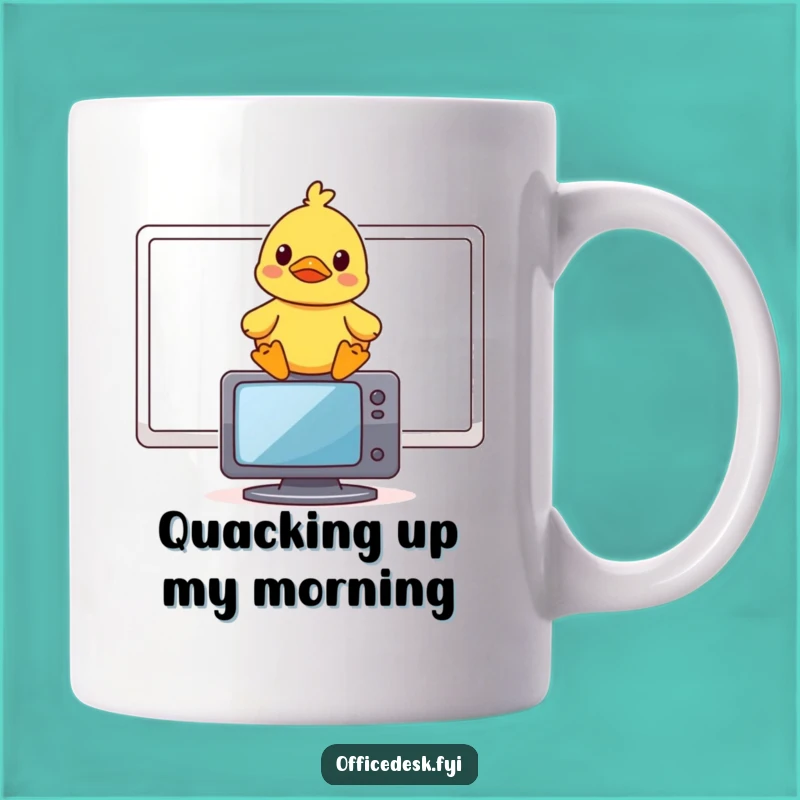 Funny Rubber Duck Monitor Mug: Amused Office Humor Gift for Tech Lovers