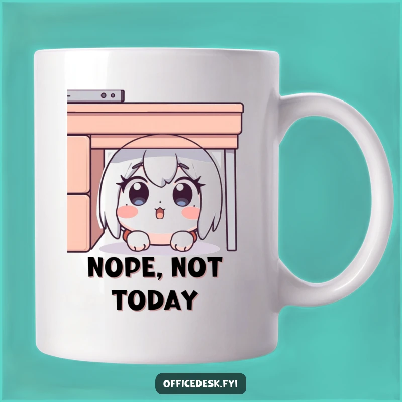 Funny Desk Hider Mug: Surprised Character Hiding, Perfect Funny Gift