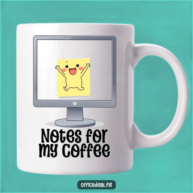 Funny Sticky Note Leap Mug: Cheerful Productivity Humor, Perfect Office Gift