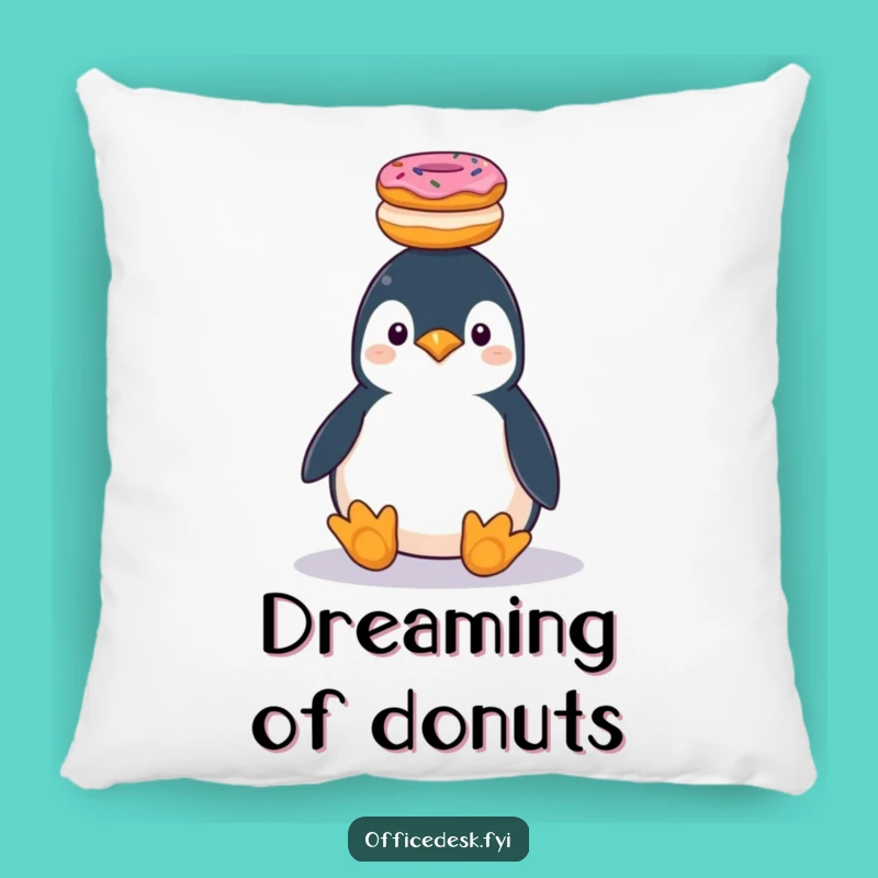Funny Penguin Donut Stack Pillow: Cozy & Hilarious Comfort for Treat Fans