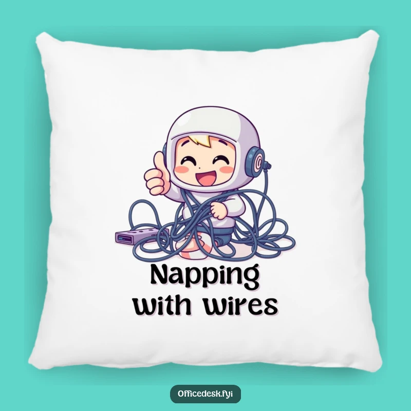 Funny Tech Struggle Pillow: Cozy Cushion for Cable Comfort