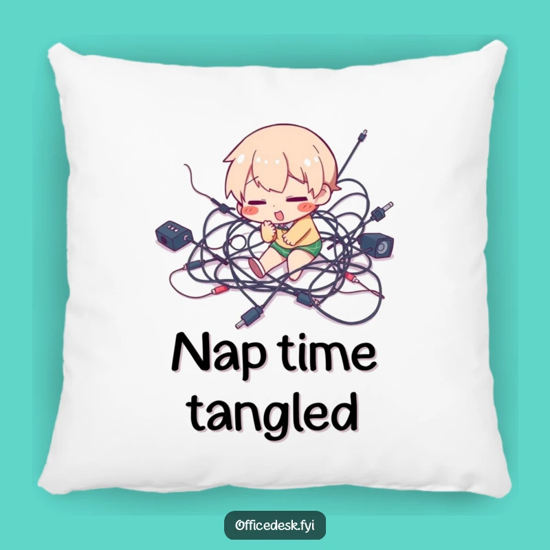 Funny Tripping Wires Pillow - Cozy Hilarious Tech Decor