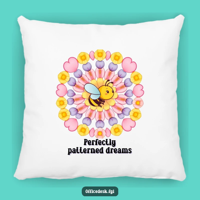 Funny Bee Geometric Pattern Pillow: Cozy Comfort with a Humorous, Artistic Design