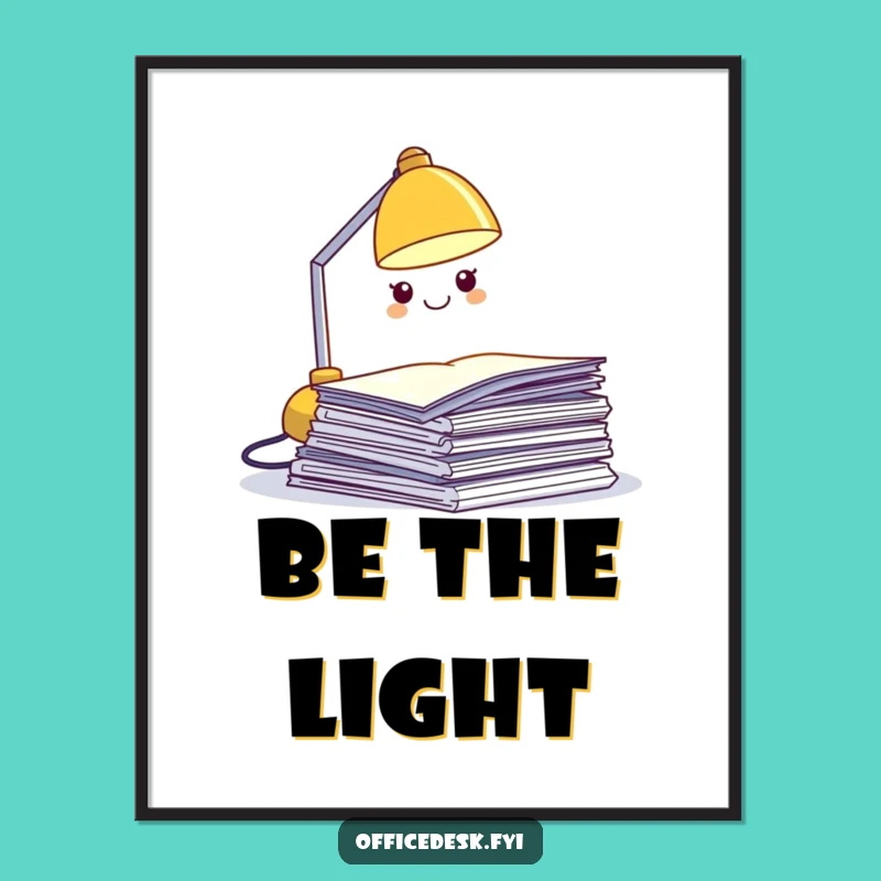Funny Desk Lamp Digital Art - Hilarious Illuminated Papers Print for Instant Joy
