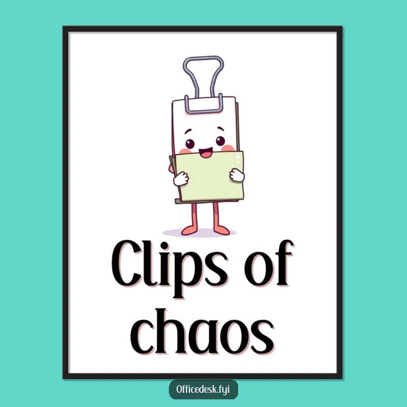 Funny Binder Clip Digital Art: Happy Document Holder for Your Walls