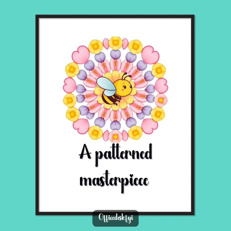 Funny Bee Geometric Pattern Digital Art: Artistic Decor for a Visually Appealing Space