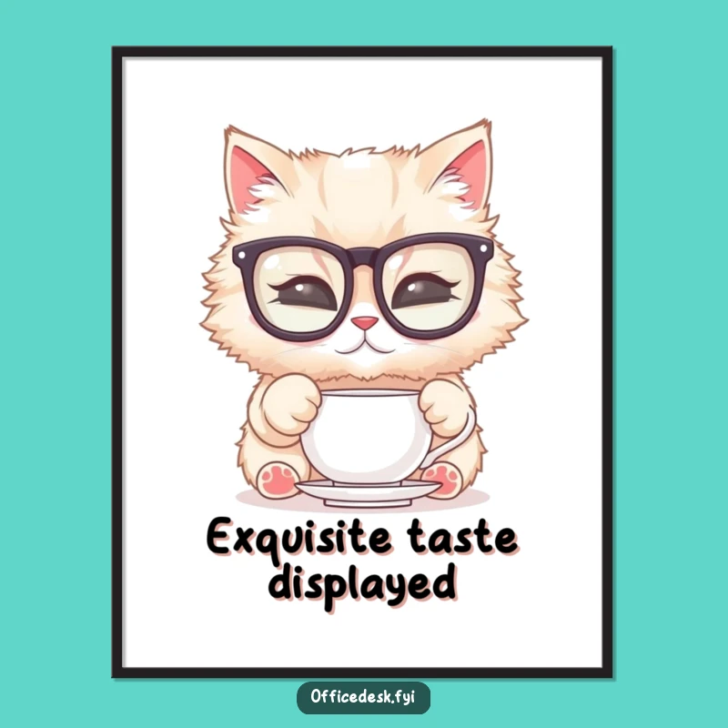 Funny Cat Glasses Digital Art: Posh Feline Charm, Perfect Funny Gift for Walls