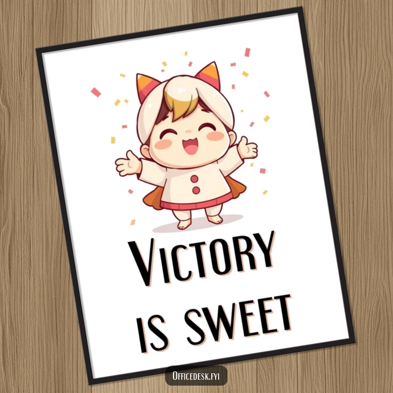 Funny digital art print of a character joyfully celebrating with a dynamic explosion of confetti, perfect for instant festive decor.