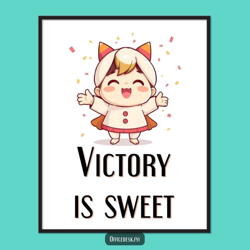 Funny Celebration Art Print: Happy Character Confetti Digital Download, Gift