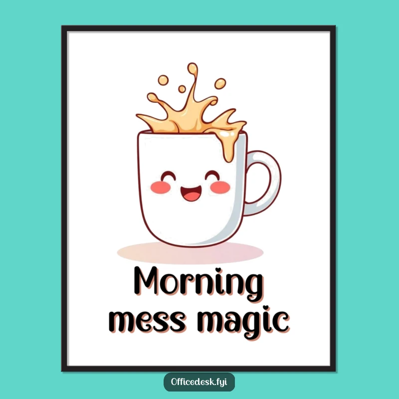 Funny Coffee Mug Spill Digital Art - Instant Cheerful Decor for Coffee Lovers