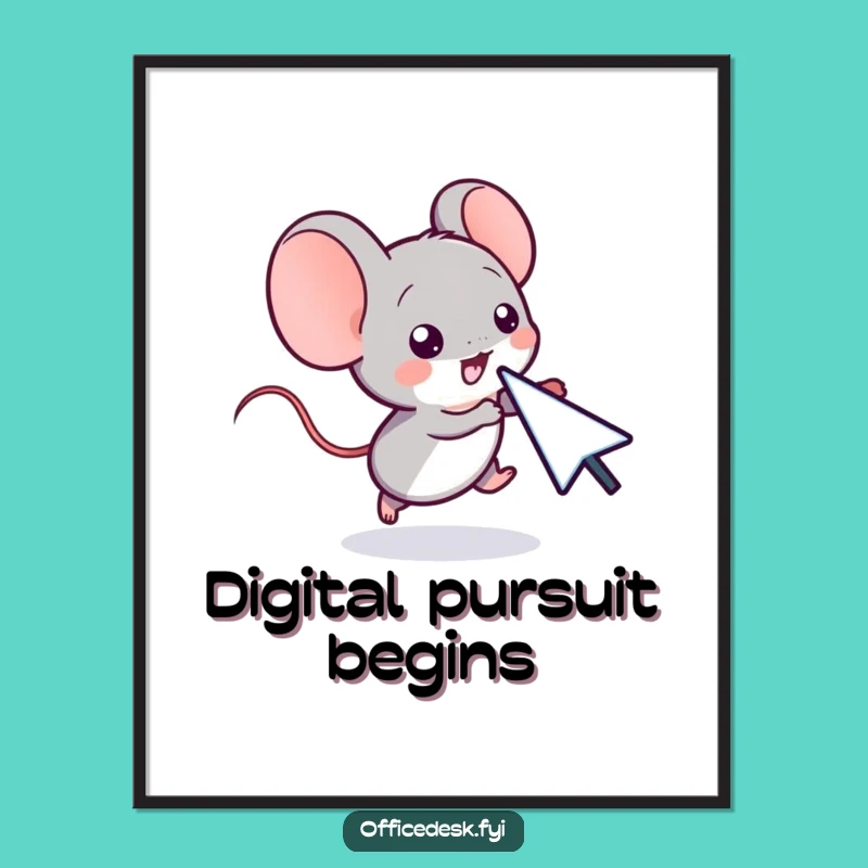 Funny Computer Mouse Cursor Chase Digital Art - Instant Tech Humor for Your Walls