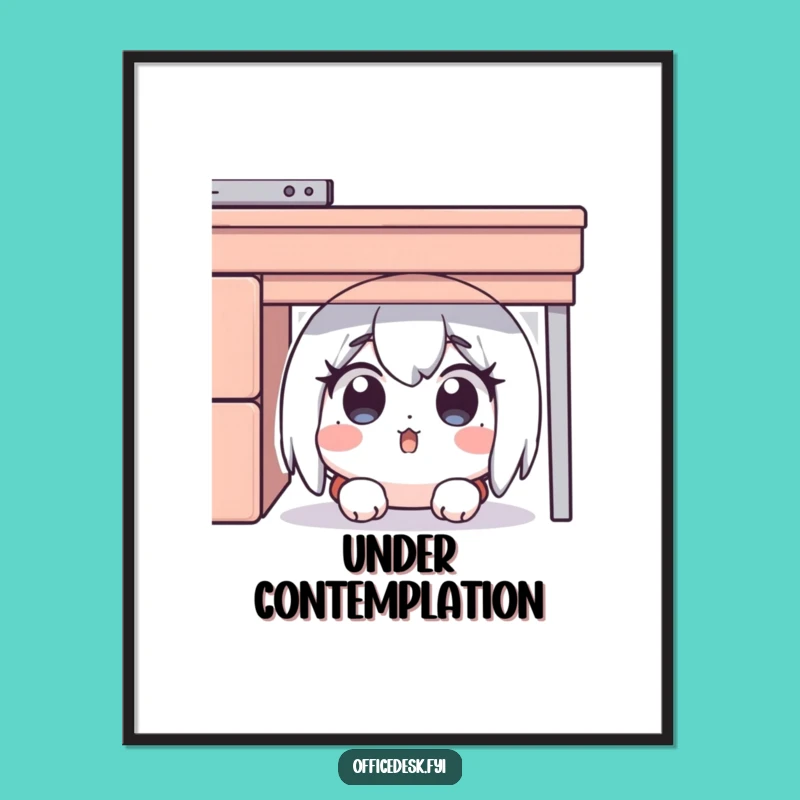 Funny Desk Hider Digital Art: Surprised Character Hiding, Instant Funny Gift