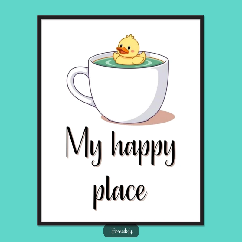 Funny Digital Art: Duckie in Coffee Mug Joy, Printable Whimsy, Unique Gift