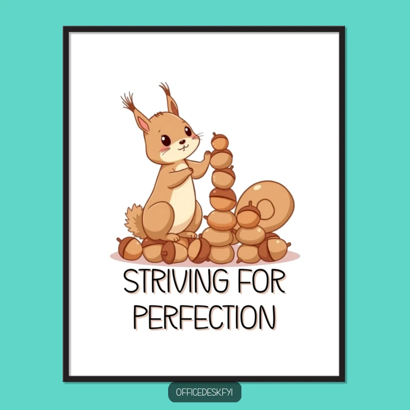 Funny Squirrel Acorn Digital Art: Determined Stacker Charm, Perfect Funny Gift