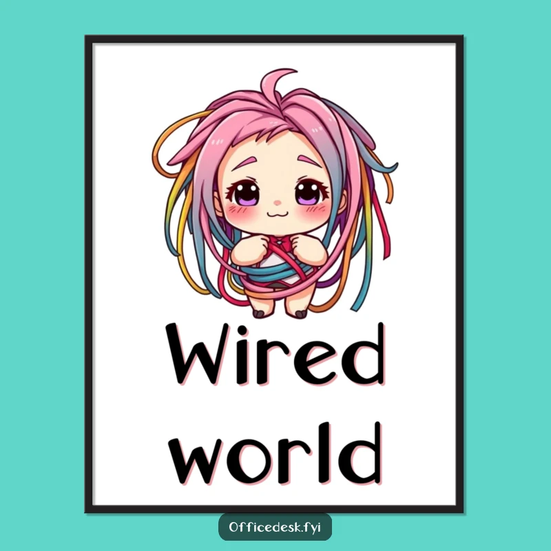 Funny Tangled Cords Digital Art - Instant Download for Tech Flair