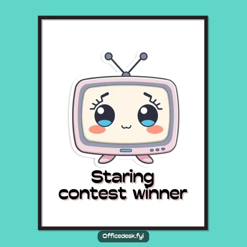 Funny Wide-Eyed Monitor Digital Art: Comical Character Instant Download