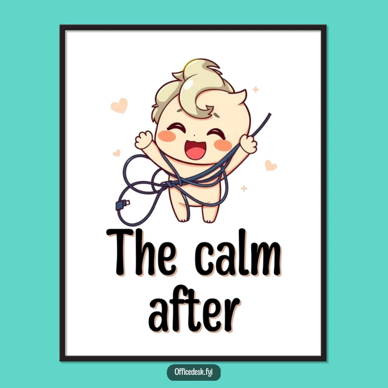 Funny Wire Untangler Digital Art - Joyful Character Print, Gift Idea