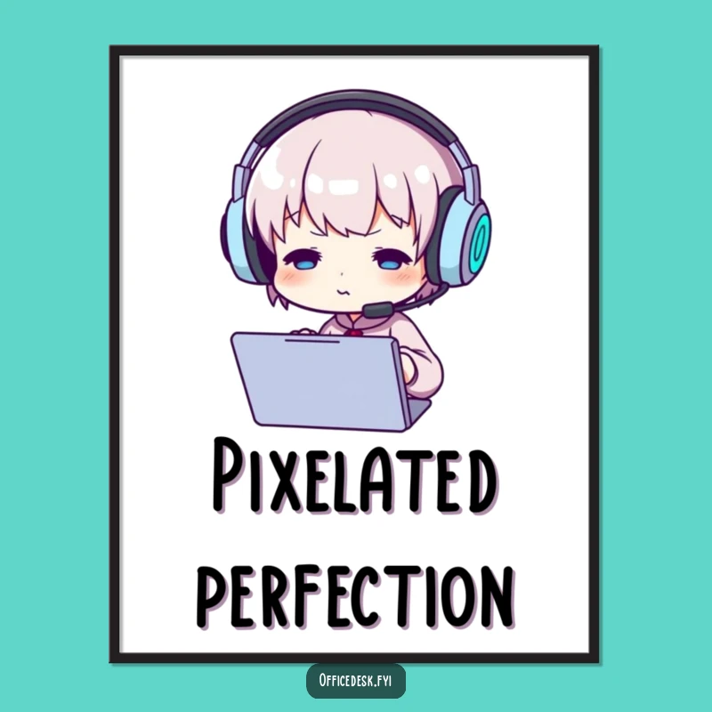 Funny Gamer Character Digital Art: Intense focus, perfect printable tech gift.