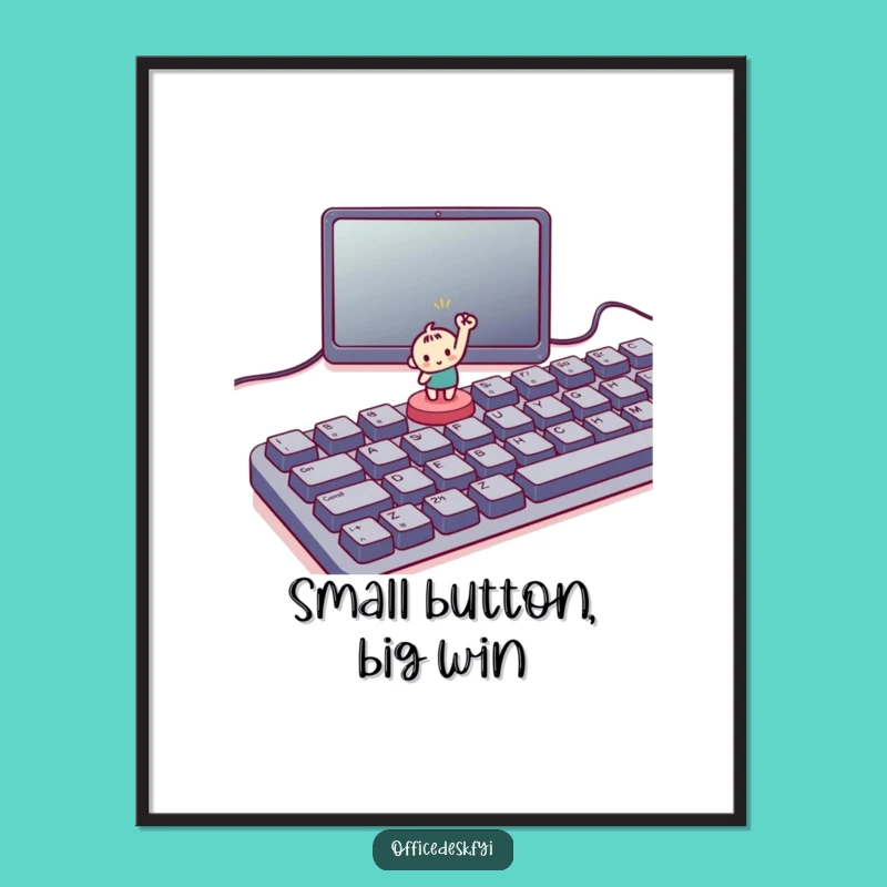 Funny Tiny Button Victory Digital Art - Instant Motivational Decor for Any Space
