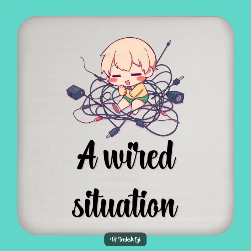 Funny Tripping Wires Coaster - Hilarious Tech Accessory