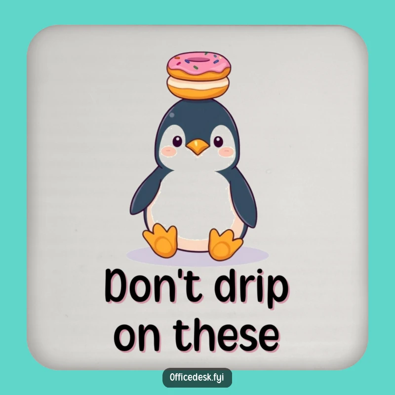 Funny Penguin Donut Stack Coaster: Hilarious Surface Protection, Perfect Small Gift