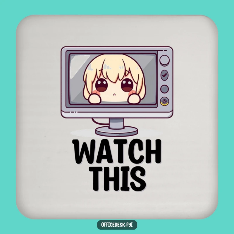 Funny Coaster Set: Monitor Peek Protector - Tech Gift!