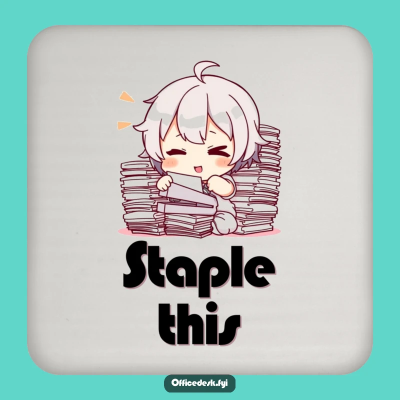 Funny Coaster Set: Winking Stapler's Drink Guard - Gift!