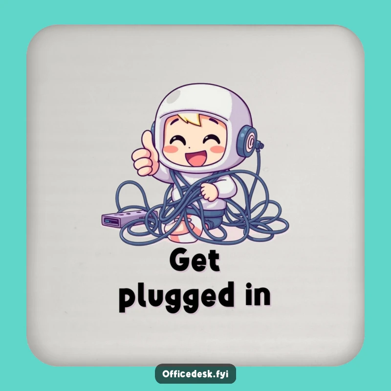 Funny Tech Struggle Coaster: Cheerful Character for Happy Tables