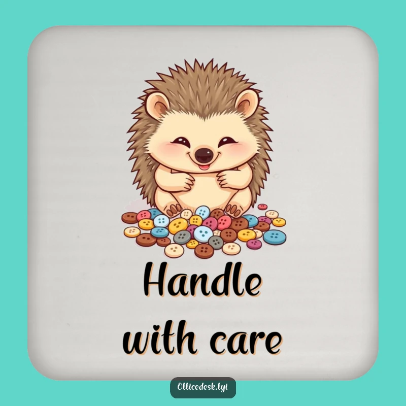 Funny Hedgehog Button Organizer Coasters: Protect Surfaces with Cute, Charming Style