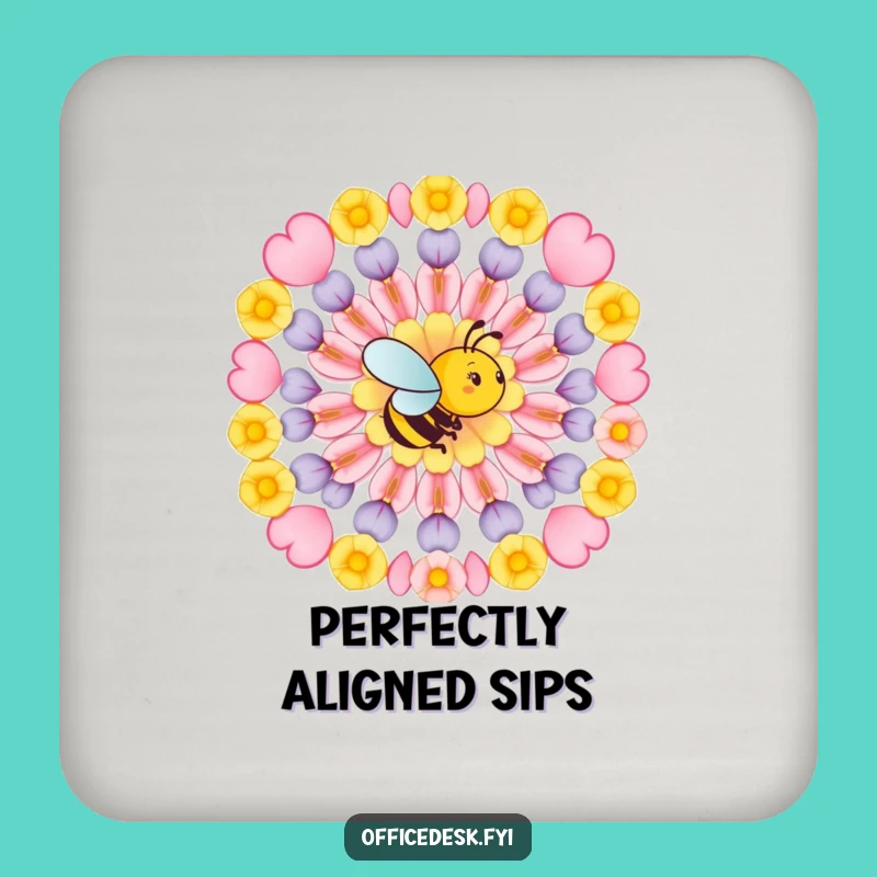 Funny Bee Geometric Pattern Coasters: Protect Surfaces with Artistic, Charming Style