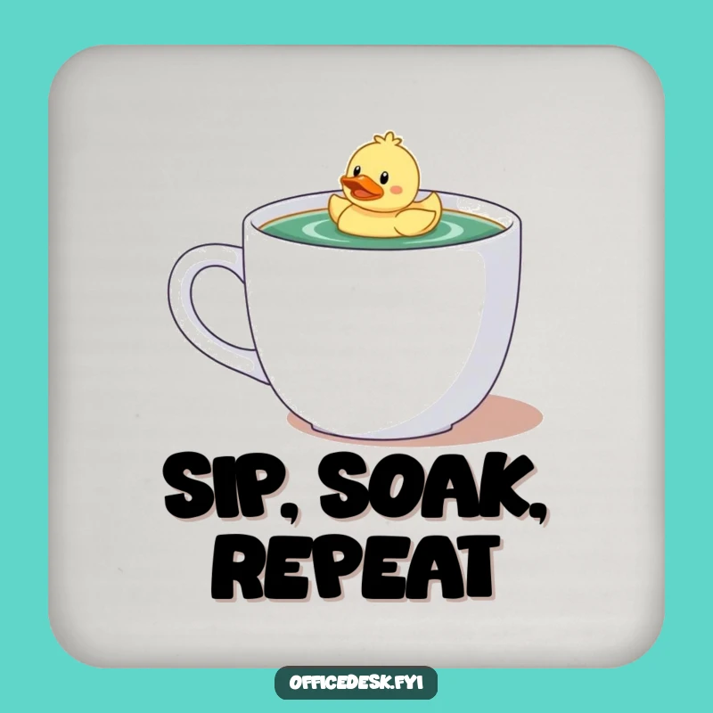 Funny Drink Coaster: Duckie in Coffee Mug Protection, Sip with a Smile, Gift
