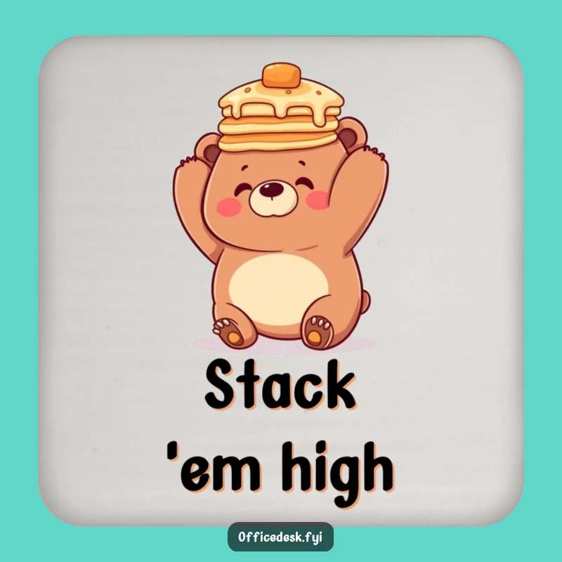 Funny Pancake Bear Coaster - Protect Surfaces with Humor, Great Gift!