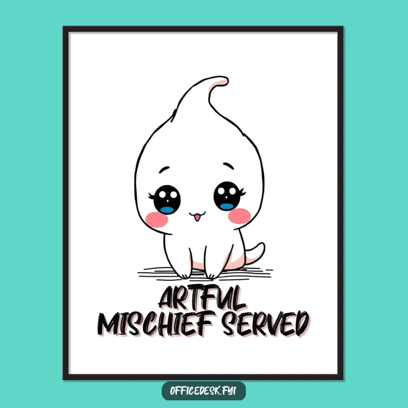 Funny Kawaii Pen Doodle Poster - Artistic Wall Art with Humorous Charm