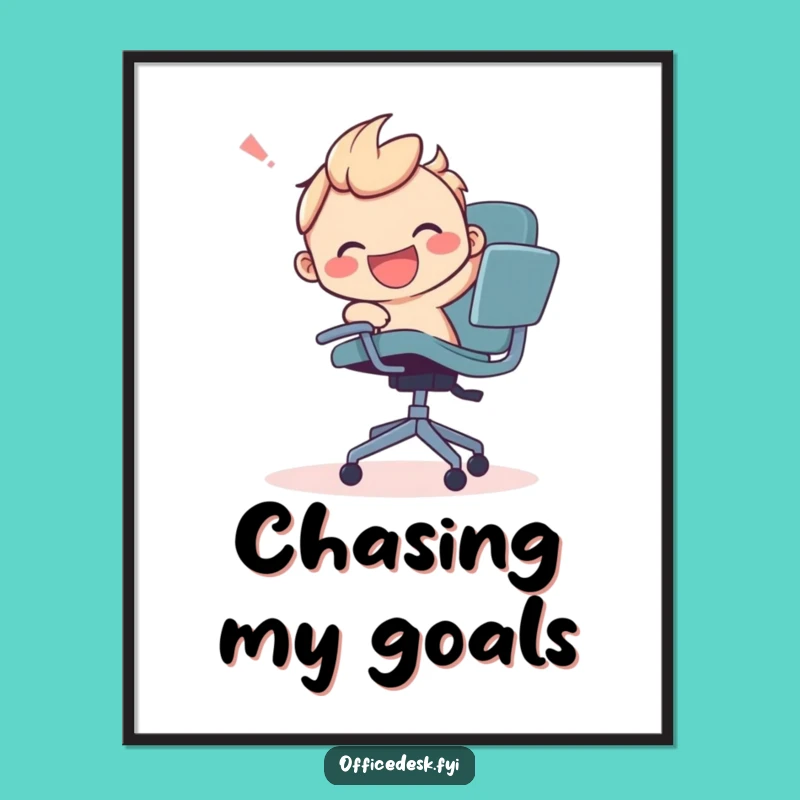 Funny Office Chair Chase Poster - Hilarious Wall Art for Playful Spaces